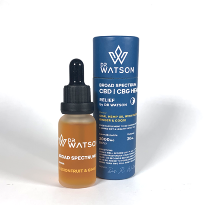 Dr Watson 3000mg CBD + CBG Broad Spectrum Oil 20ml – Relief